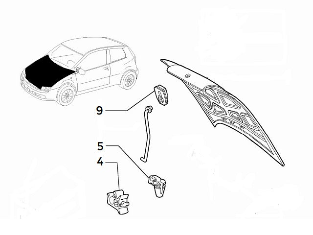 Clip Bonnet Stay Rod Hinge End | Abarth Punto