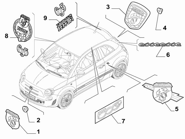 Bush Clip Rear Badge | Abarth 500 595 695