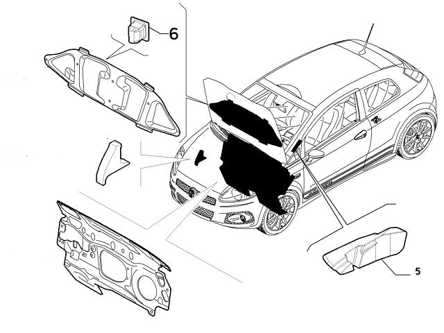 Clip Bonnet Liner | Abarth 500 595 695