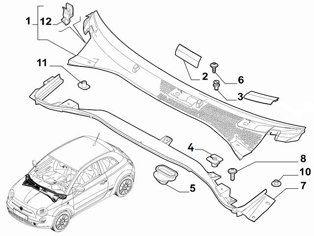 Clip Boot Trim & Scuttle Panel Trim | Abarth 500 595 695