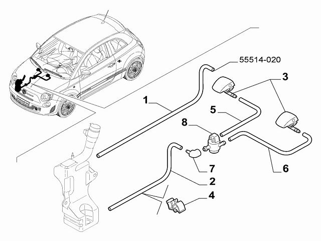 Front Windscreen Washer Jet | Abarth 500 595 695