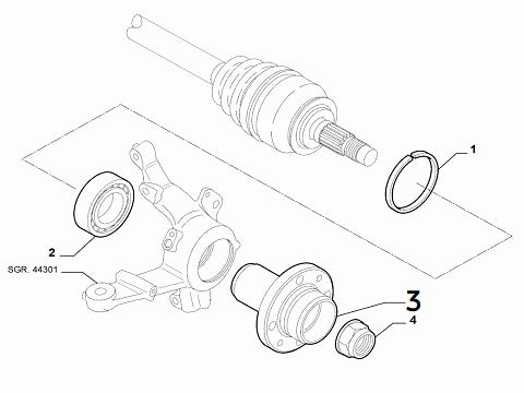 Front axle hub flange Abarth Punto. O.E. Part Number: 51881463.