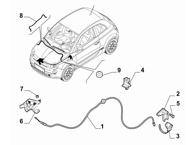 Clip Bonnet Cable | Abarth 500 595 695
