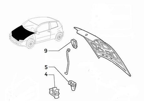 Clip Bonnet Stay Rod Hinge End