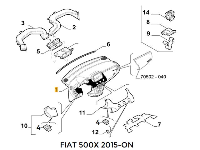 Clip Dashboard Trim Afa Romeo Giulia Fiat 500 2015- Fiat 500X 53127264 ...