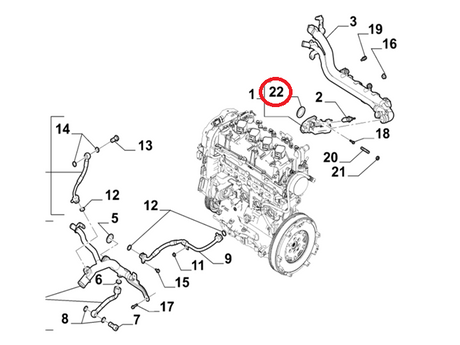 Gasket Seal Thermostat Housing | Fiat Abarth 124 Spider