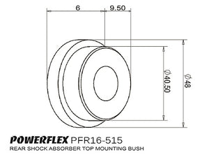 Powerflex Bush Set Rear Shock, Top 32mm | Abarth 500 595 695