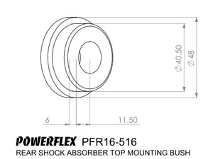 Powerflex Bush Set Rear Shock, Top 36mm | Abarth 500 595